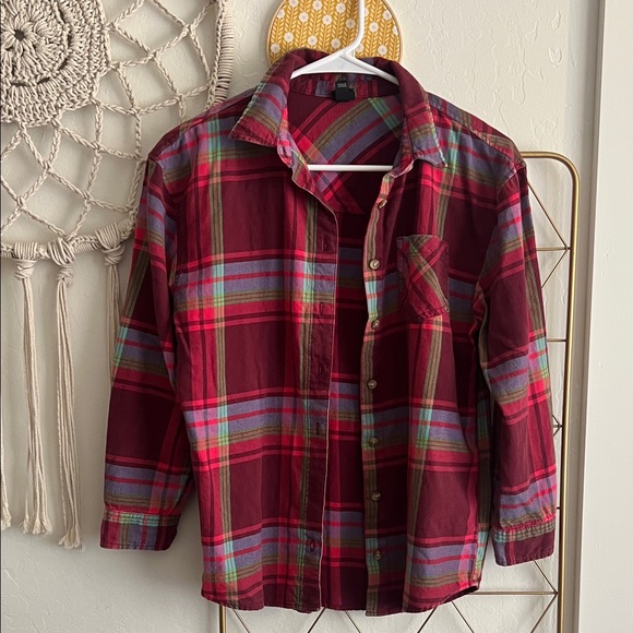 L (10/12) | Art Class Girls Kids Plaid Button Down Shirt in Red and Blue - Picture 1 of 4